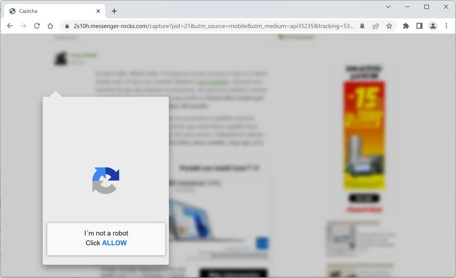 Remove Messenger-rocks.com Pop-up Ads (Virus Removal Guide) 1 Image: Chrome browser is redirected to Messenger-rocks.com