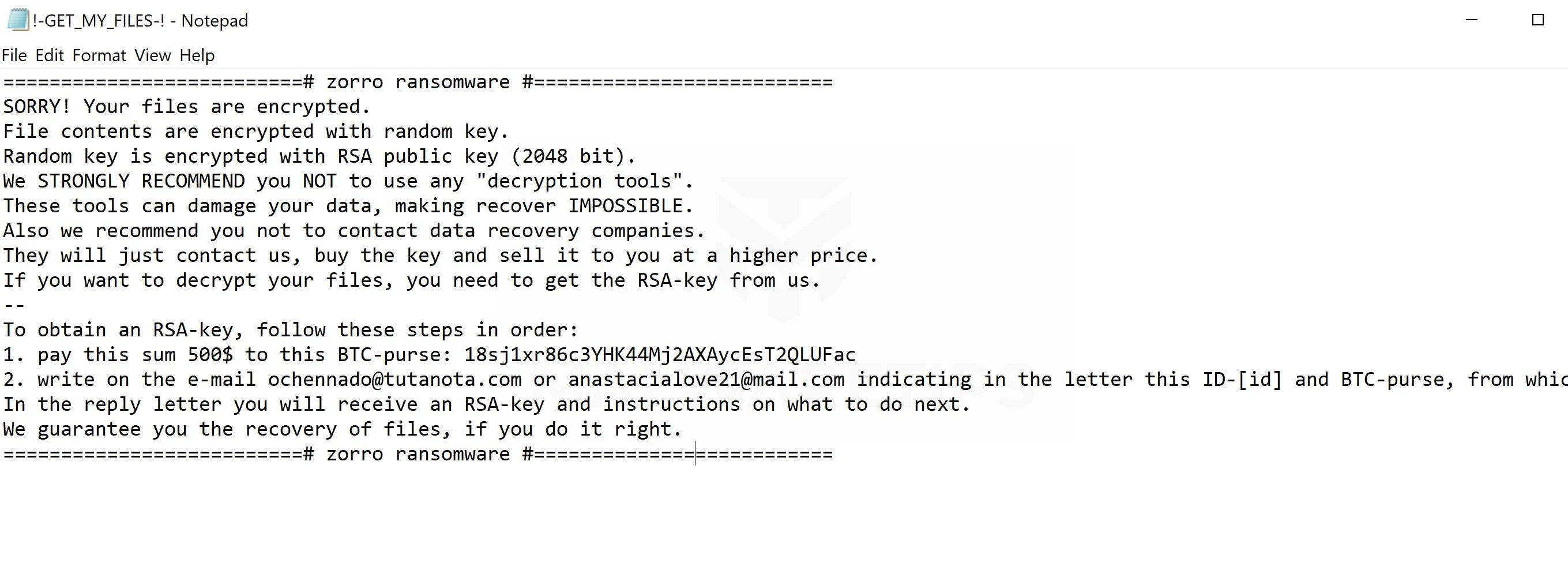 Zorro Ransomware Virus