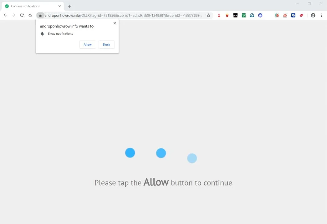 Remove Androponhowrow.info pop-up ads (Virus Removal Guide) 1 Image: Chrome browser is redirected to the Androponhowrow.info site