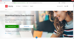 Landing page for Avira Free Antivirus