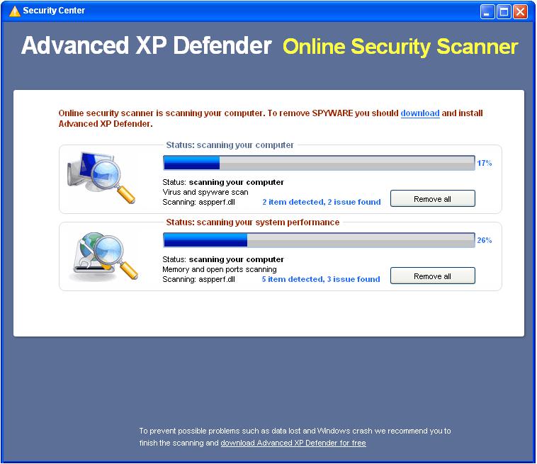  Advanced XP Defender Scan